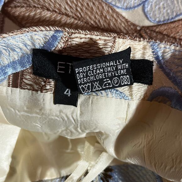 Etcetera Tank Top 4 Yellow Blue Floral Embroidered Halter Cropped Boho Festival - Picture 7 of 9